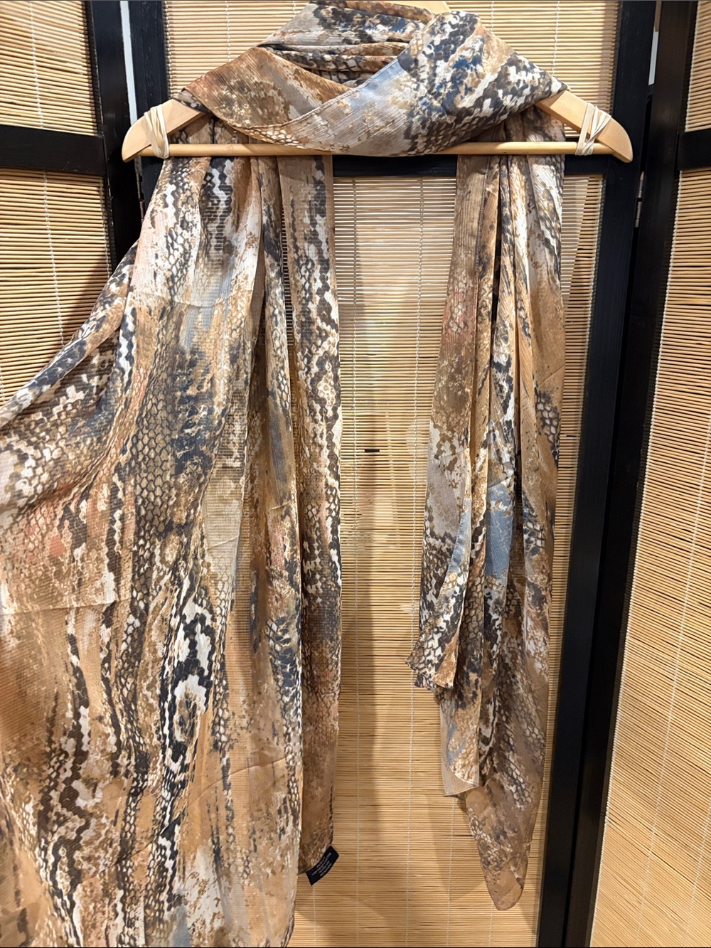 Brand Scarf - Neutral Brown Snake Print Lightweight Scarf